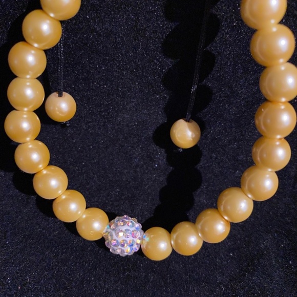 Macrame Acrylic Beaded Shambala Boho Bracelet Faux Pearl Disco Ball Rhinestones - Picture 1 of 10